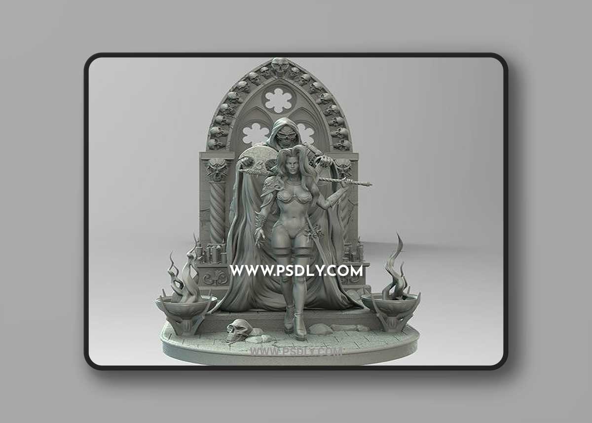 Print Lady Death Diorama in 3D Model 1 Print Lady Death Diorama in 3D Model