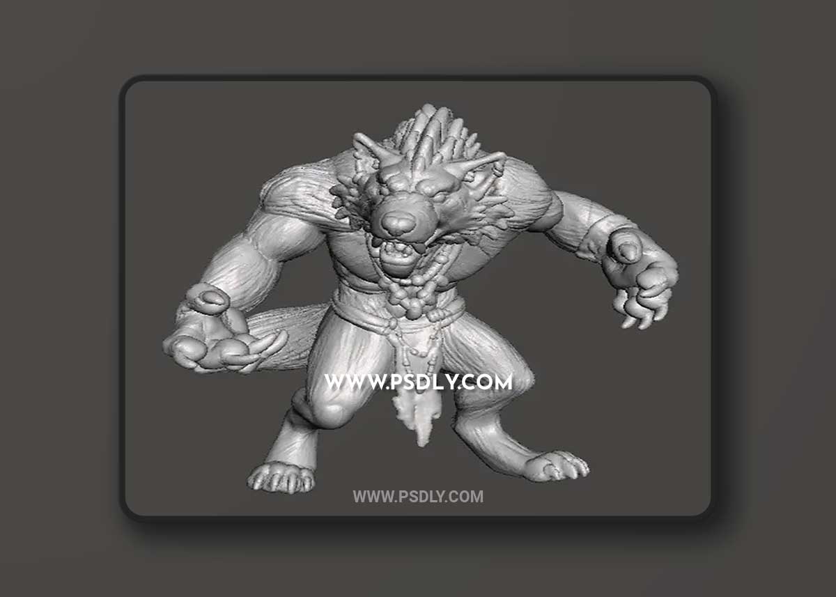 Werewolf Miniatures Male 3D Print Model 1 Werewolf Miniatures Male 3D Print Model