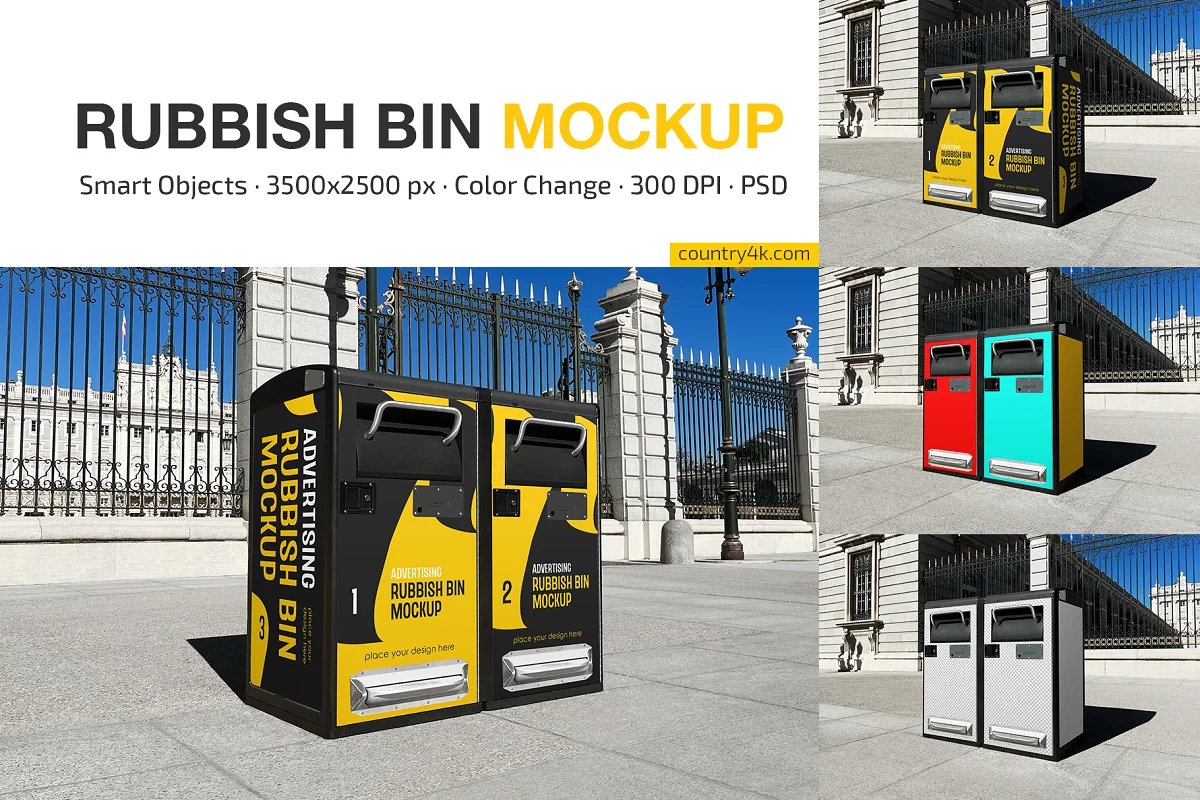 CreativeMarket - Advertising Rubbish Bin Mockup Set 7221190 1 CreativeMarket - Advertising Rubbish Bin Mockup Set 7221190