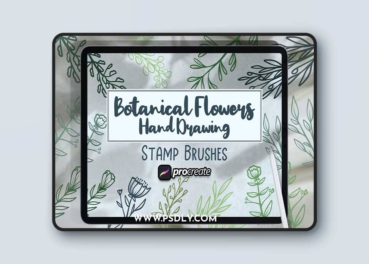 Botanical Flowers Hand Drawing Brush Stamp DWXSQEV 1 Botanical Flowers Hand Drawing Brush Stamp DWXSQEV