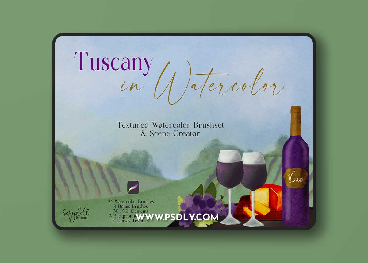 CreativeMarket - Tuscany in Watercolor for Procreate 6578475 1 CreativeMarket - Tuscany in Watercolor for Procreate 6578475