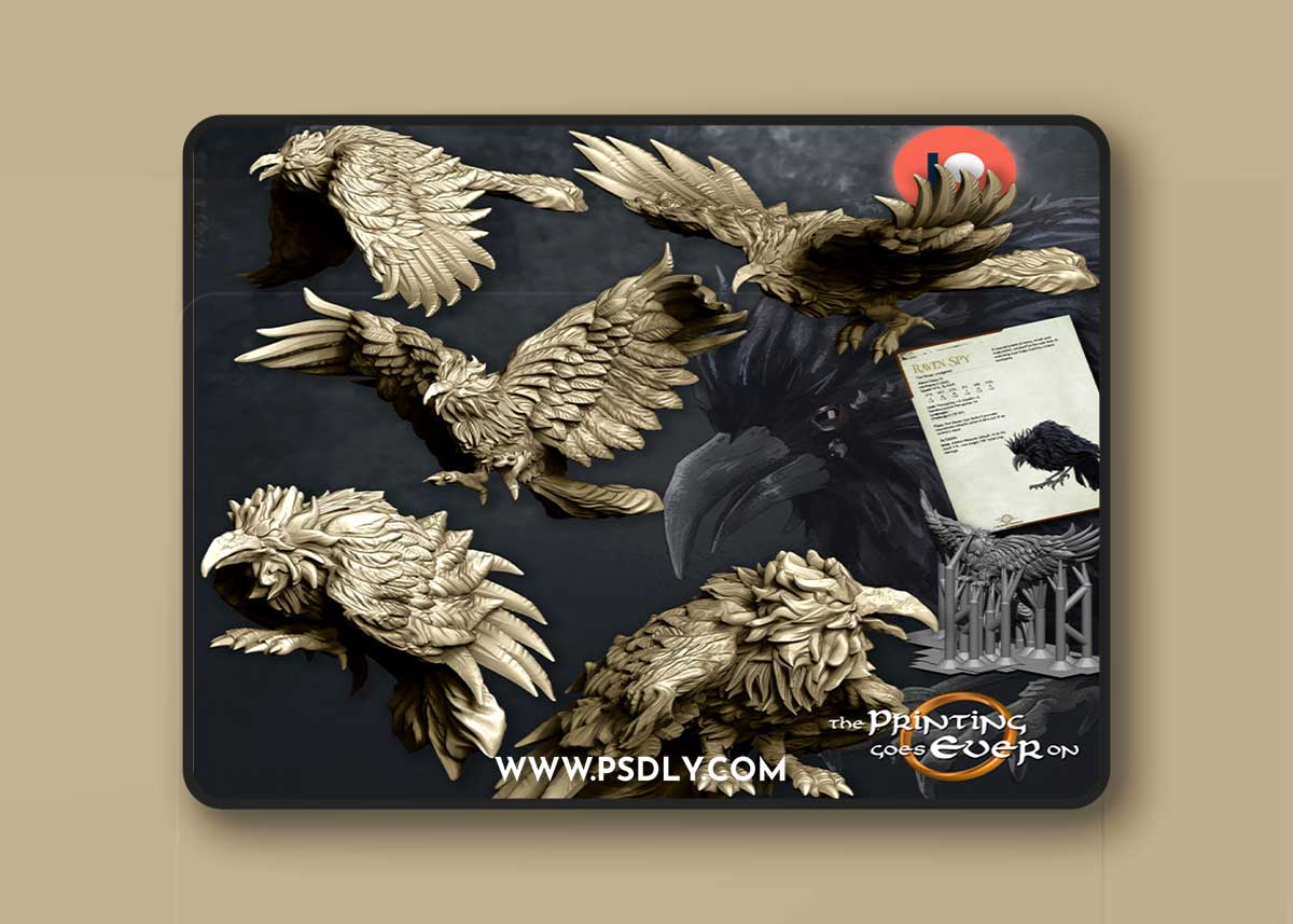Flock of Raven Spies Sitting V B 3D Print Model 1 Flock of Raven Spies Sitting V B 3D Print Model