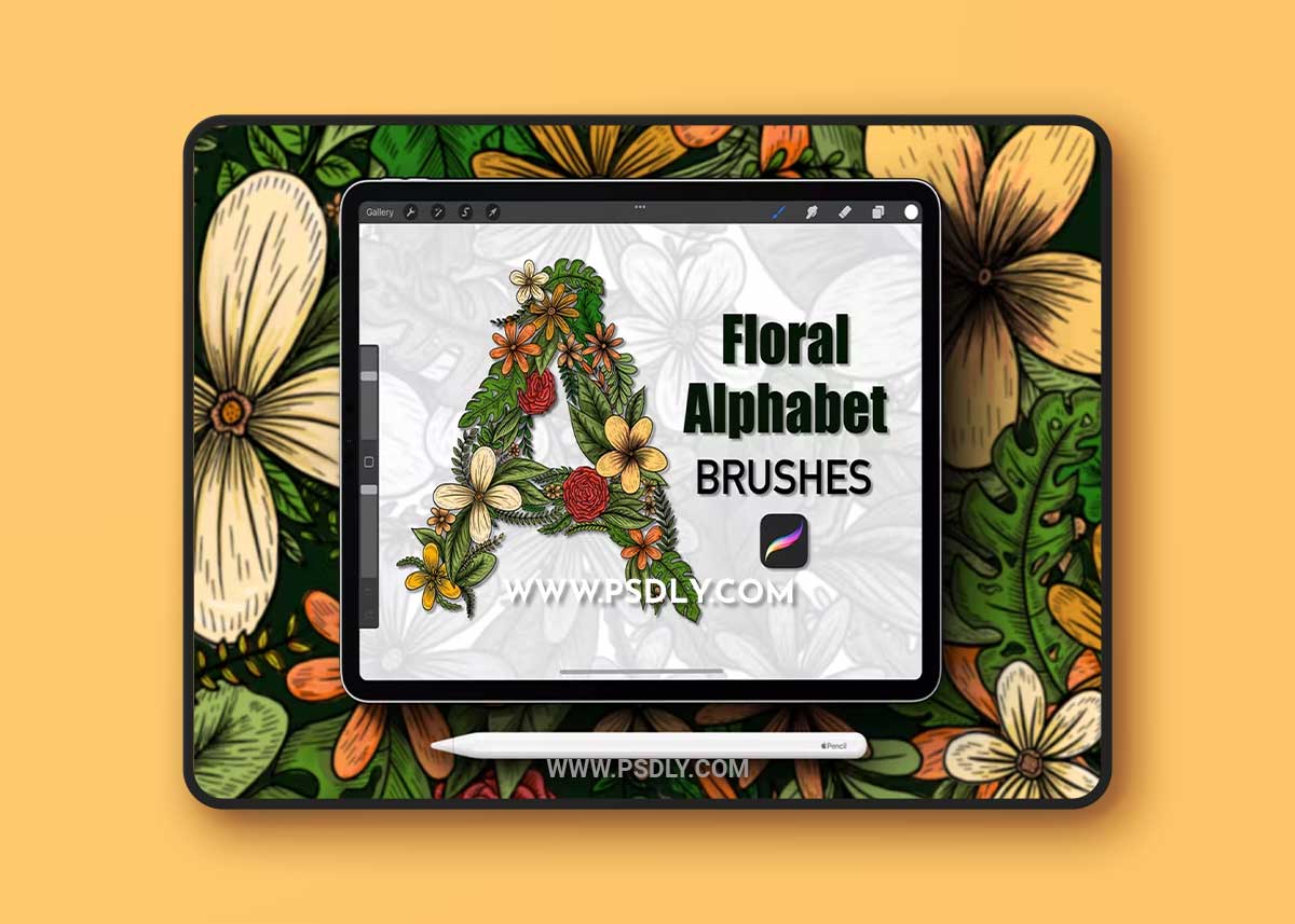 Floral Alphabet Procreate Stamp Brushes 6LEVL3K 1 Floral Alphabet Procreate Stamp Brushes 6LEVL3K