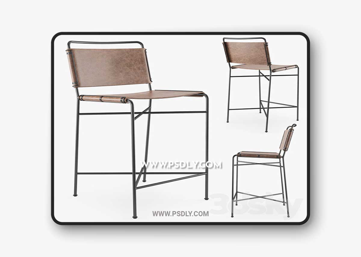 Four Hands WHARTON bar stool 3D Model 1 Four Hands WHARTON bar stool 3D Model