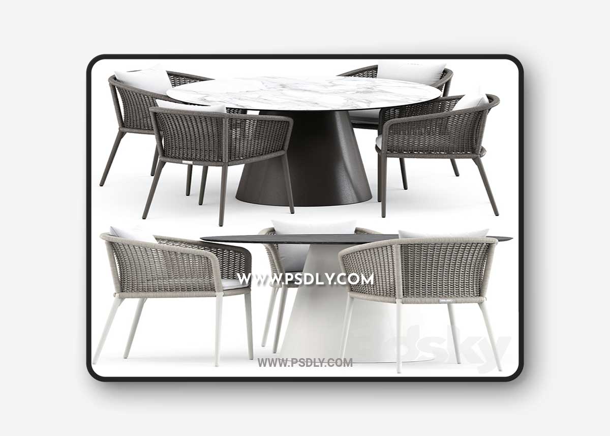 Knot armchair and cone ii dining table round 140 by janus 1 Knot armchair and cone ii dining table round 140 by janus