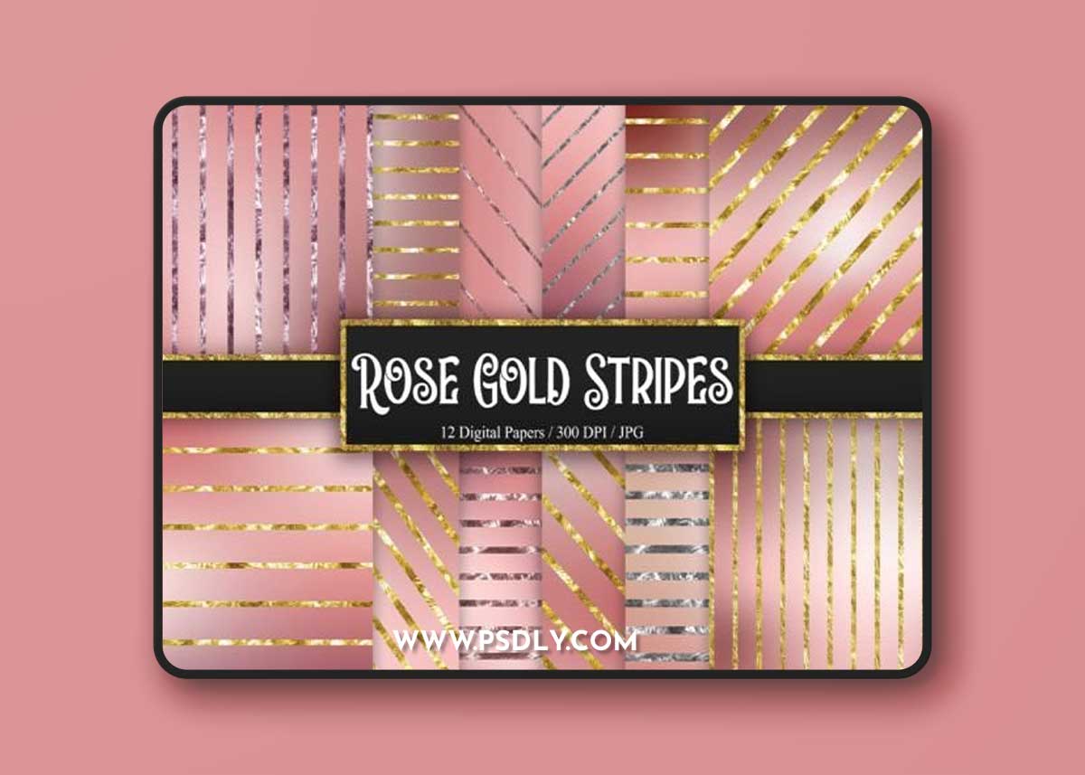 Rose Gold Stripes - 12 Glitter Backgrounds 1 Rose Gold Stripes - 12 Glitter Backgrounds