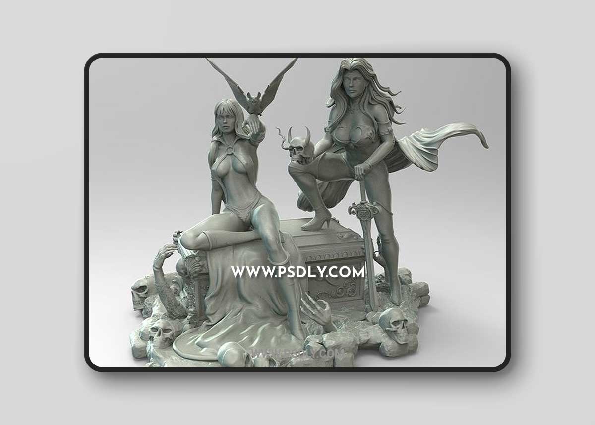 Vampirella and Lady Death 3D Print Model 1 Vampirella and Lady Death 3D Print Model