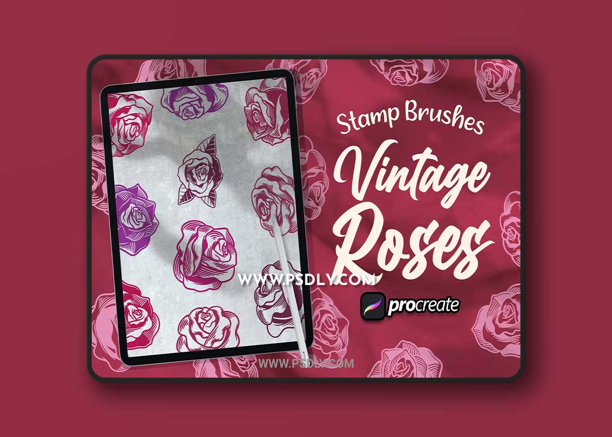 Vintage Roses Brush Stamp 933ZF7X 1 Vintage Roses Brush Stamp 933ZF7X