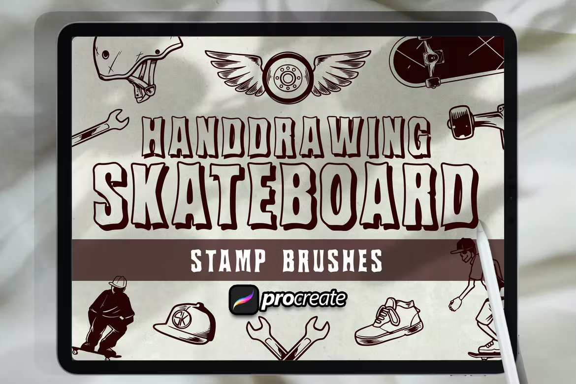 Hand Drawing Skateboard Brush Stamp 3R2KEST 1 Hand Drawing Skateboard Brush Stamp 3R2KEST