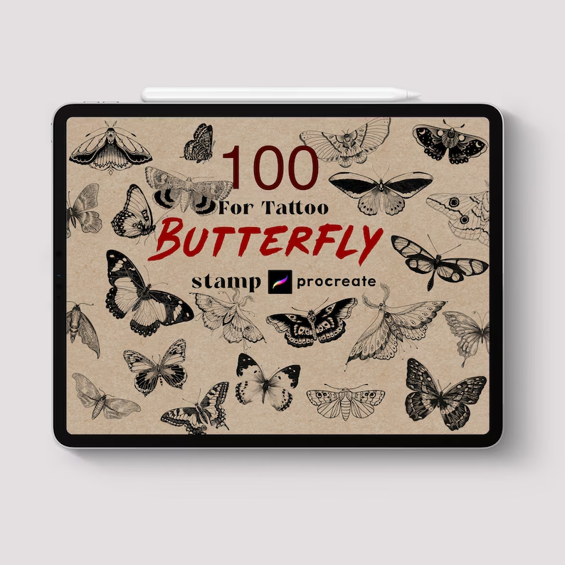 Hand Drawing Butterfly Brush Stamp M7FHPX8 1 Hand Drawing Butterfly Brush Stamp M7FHPX8