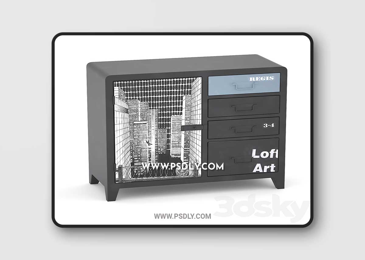 Black and White locker loft art 3D Model 1 Black and White locker loft art 3D Model