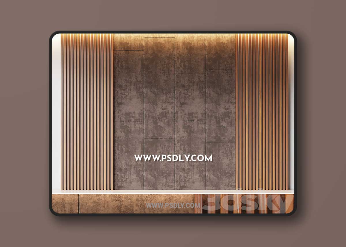 Decorative wall panel made of oak battens and beige velveteen 1 Decorative wall panel made of oak battens and beige velveteen