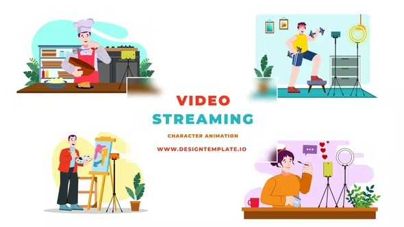Videohive Cartoon Characters Video Streaming Scene 38960413 1 Videohive Cartoon Characters Video Streaming Scene 38960413