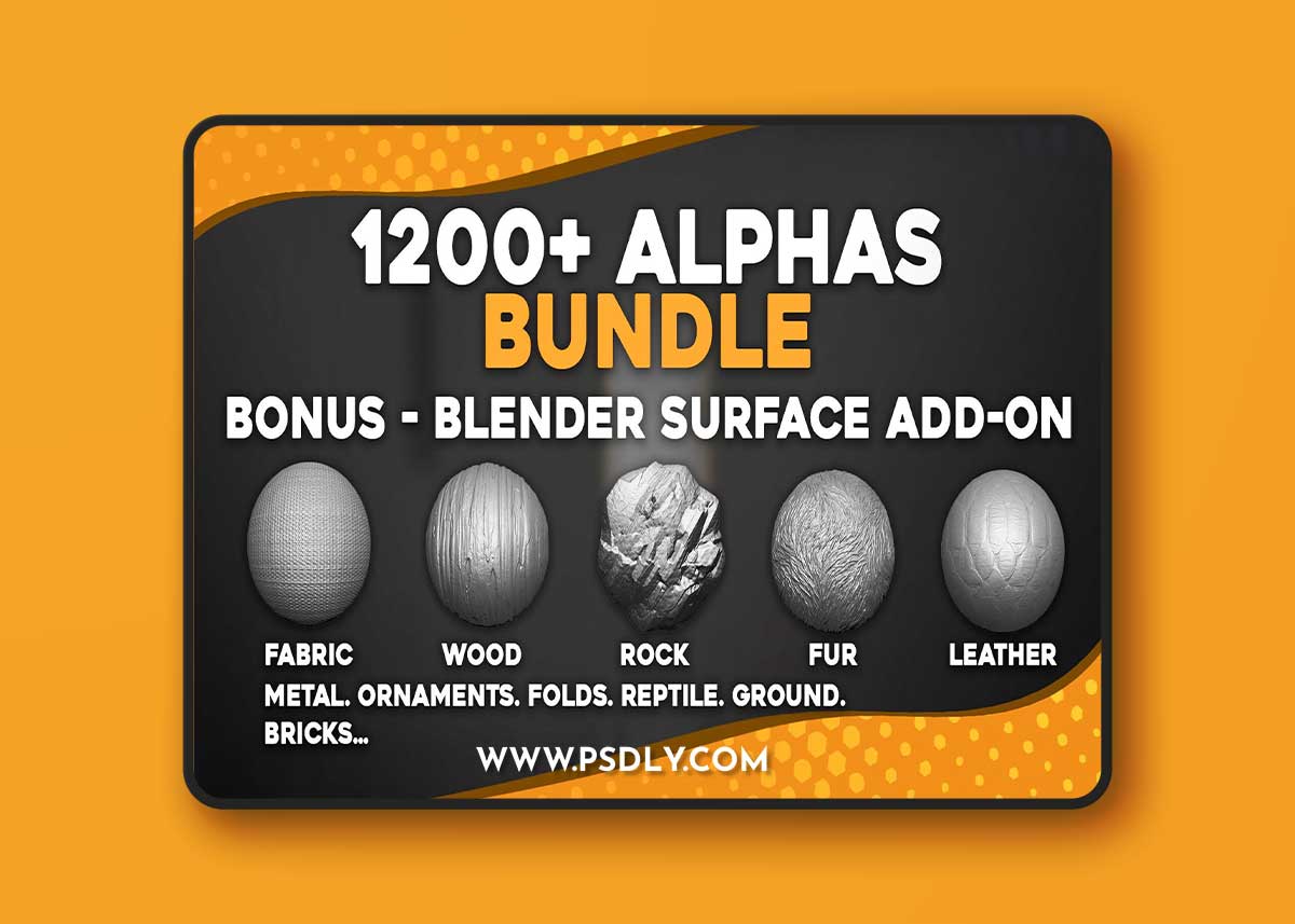 Artstation – 1200+ Alphas Bundle for ZBrush, Blender. Surface Add-on for Blender 1 Artstation – 1200+ Alphas Bundle for ZBrush, Blender. Surface Add-on for Blender
