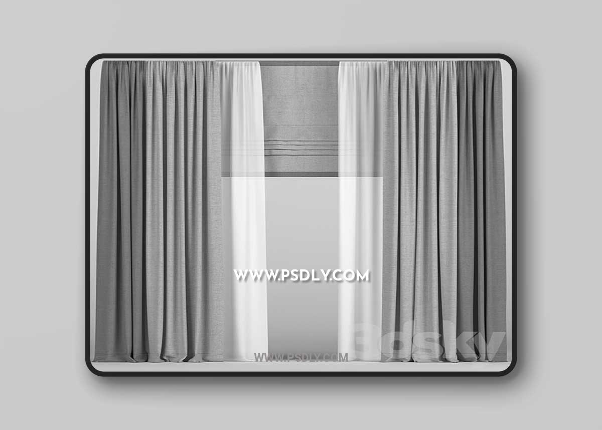 Curtains in two colors with roman 3D Model 1 Curtains in two colors with roman 3D Model