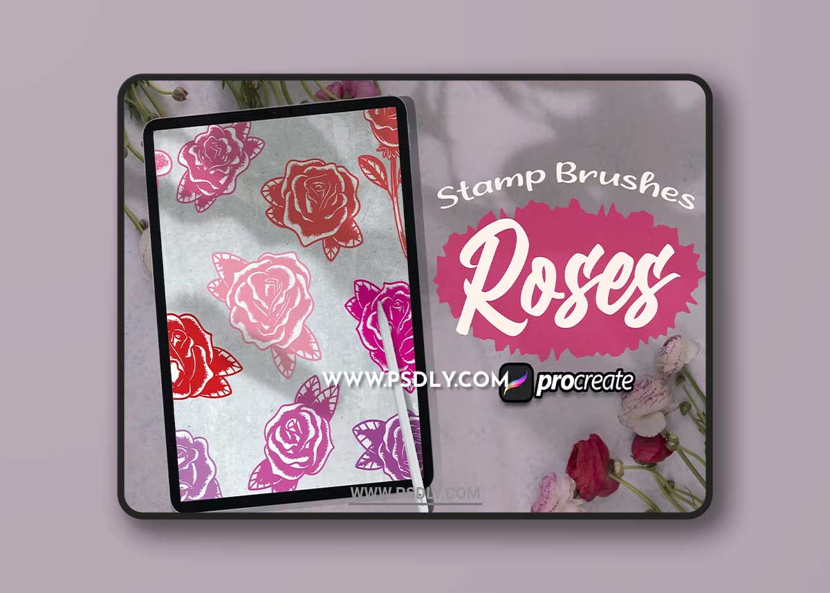 Dansdesign Roses Brush Stamp Procreate V3P7YUZ 1 Dansdesign Roses Brush Stamp Procreate V3P7YUZ