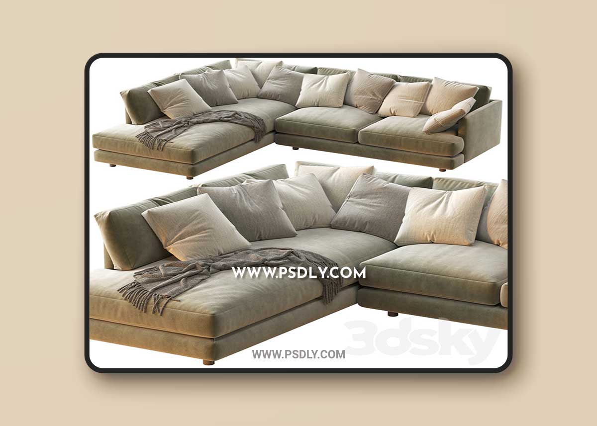 Haven 2-Piece Terminal Chaise Sectiona 3D Model 1 Haven 2-Piece Terminal Chaise Sectiona 3D Model