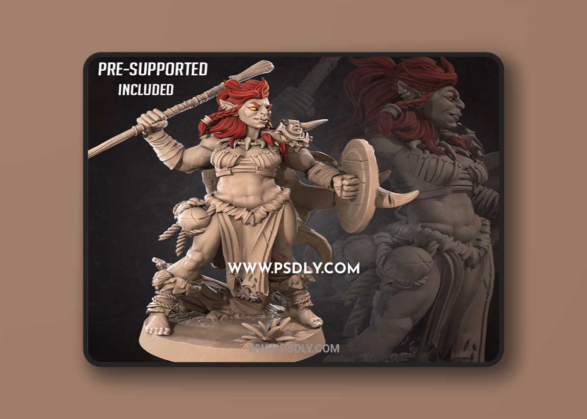 Kisha the Amazon Half-Orc 3D Print 3D Model 1 Kisha the Amazon Half-Orc 3D Print