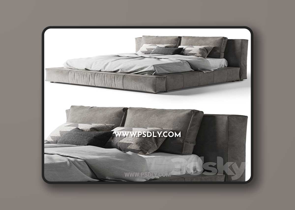 Restoration Hardware Bed Cloud Leather Platform 3D Model 1 Restoration Hardware Bed Cloud Leather Platform