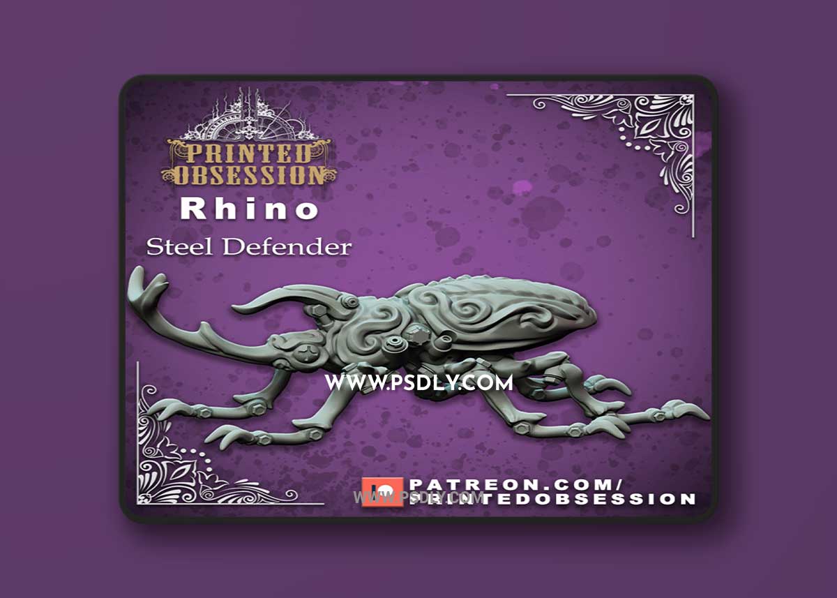 Rhino Beetle - Steel Defender 3D Print 3D Model 1 Rhino Beetle - Steel Defender 3D Print 3D Model