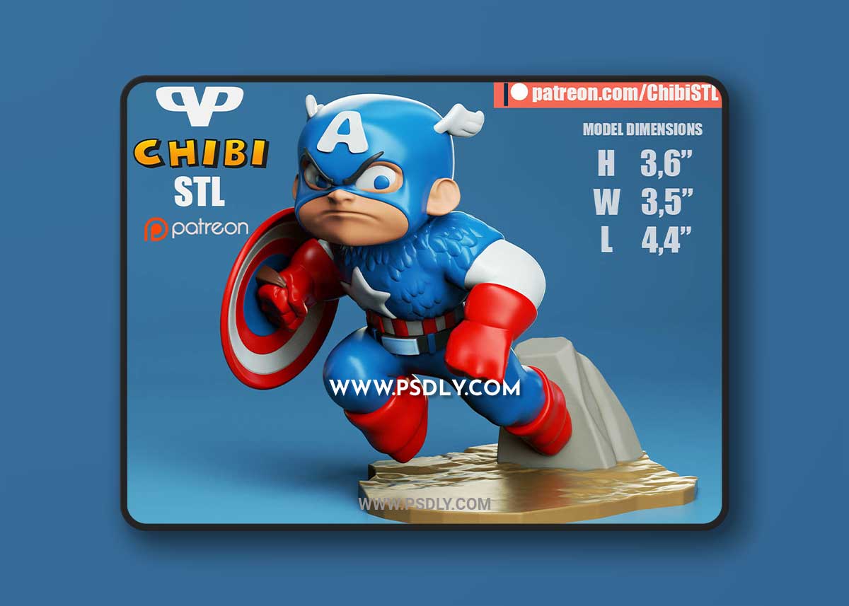Captain America Chibi 3D Print 1 Captain America Chibi 3D Print