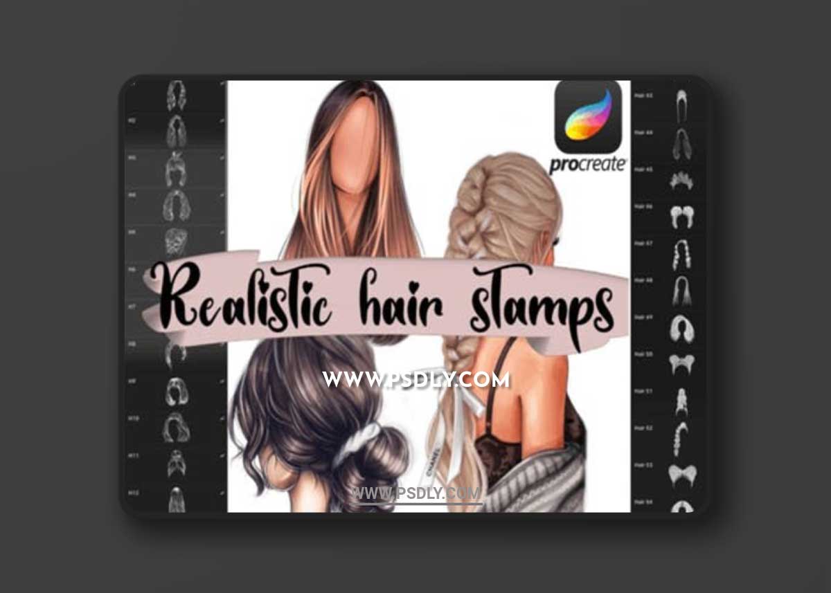 Realistic Hair Stamps Brushes for Procreate 1 Realistic Hair Stamps Brushes for Procreate