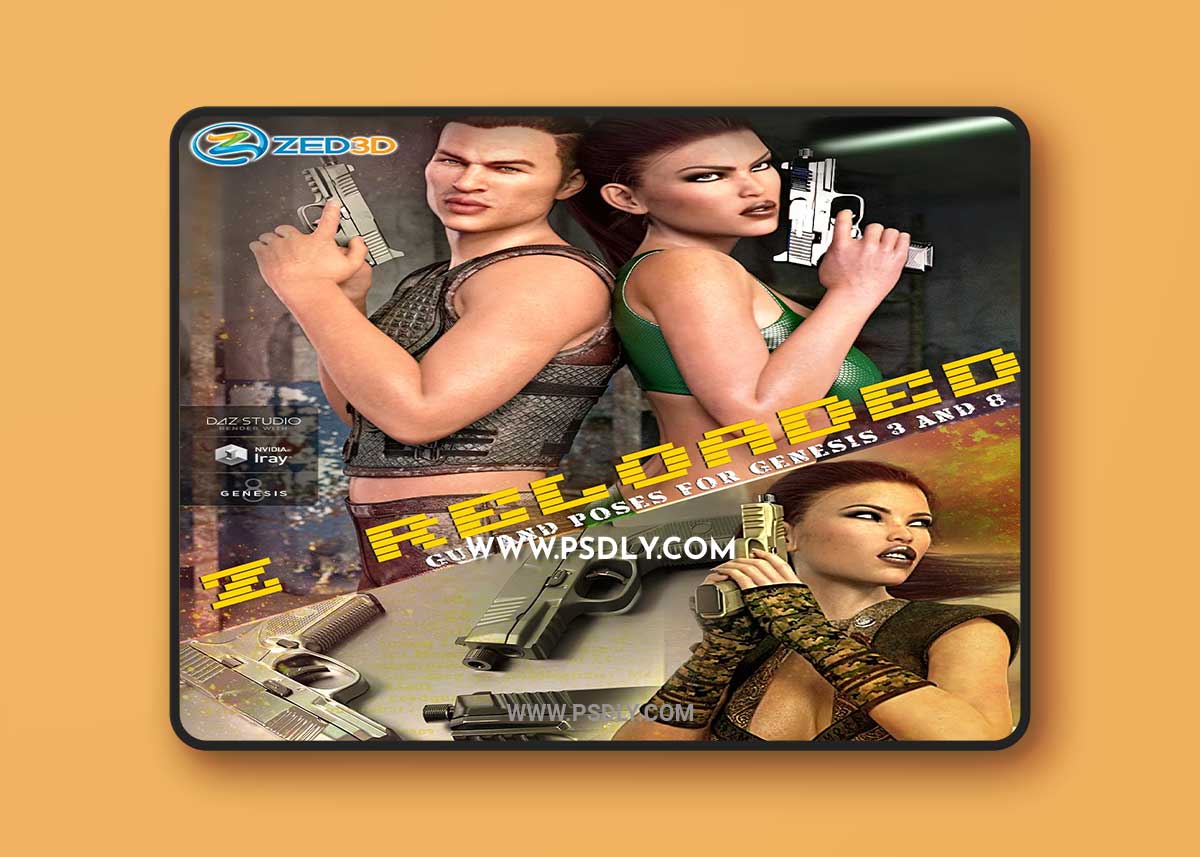 Z Reloaded Gun and Poses for Genesis 3 and 8 DAZ 1 Z Reloaded Gun and Poses for Genesis 3 and 8 DAZ