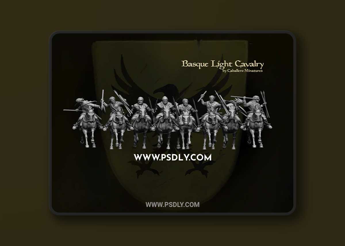 Caballero Miniatures (Reconquer) - Basque Light Cavalry 3D Print 1 Caballero Miniatures (Reconquer) - Basque Light Cavalry 3D Print