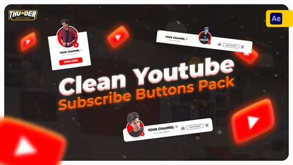 Videohive Clean YouTube Subscribe Buttons Pack 40189647 1 Videohive Clean YouTube Subscribe Buttons Pack 40189647