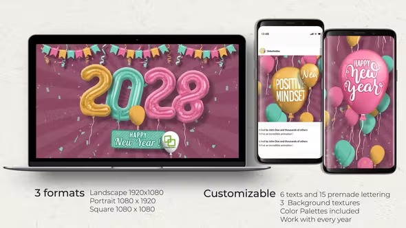Videohive New Year and Balloons Opener 40309926 1 Videohive New Year and Balloons Opener 40309926