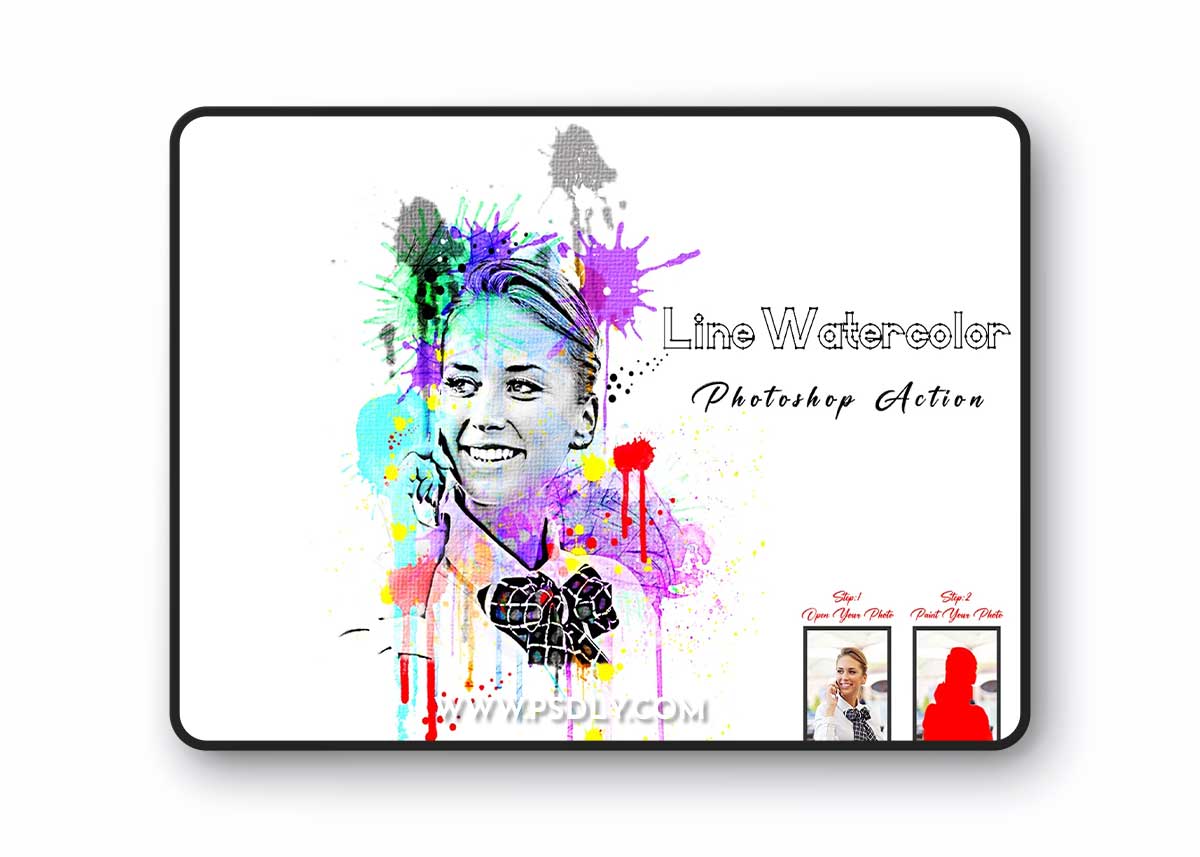 CreativeMarket - Line Watercolor Photoshop Action 10368658 1 CreativeMarket - Line Watercolor Photoshop Action 10368658