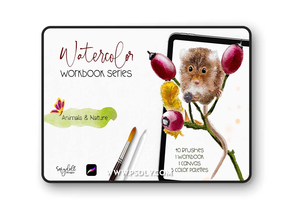 CreativeMarket - Watercolor Workbook Animals & Nature 10265265 1 CreativeMarket - Watercolor Workbook Animals & Nature 10265265