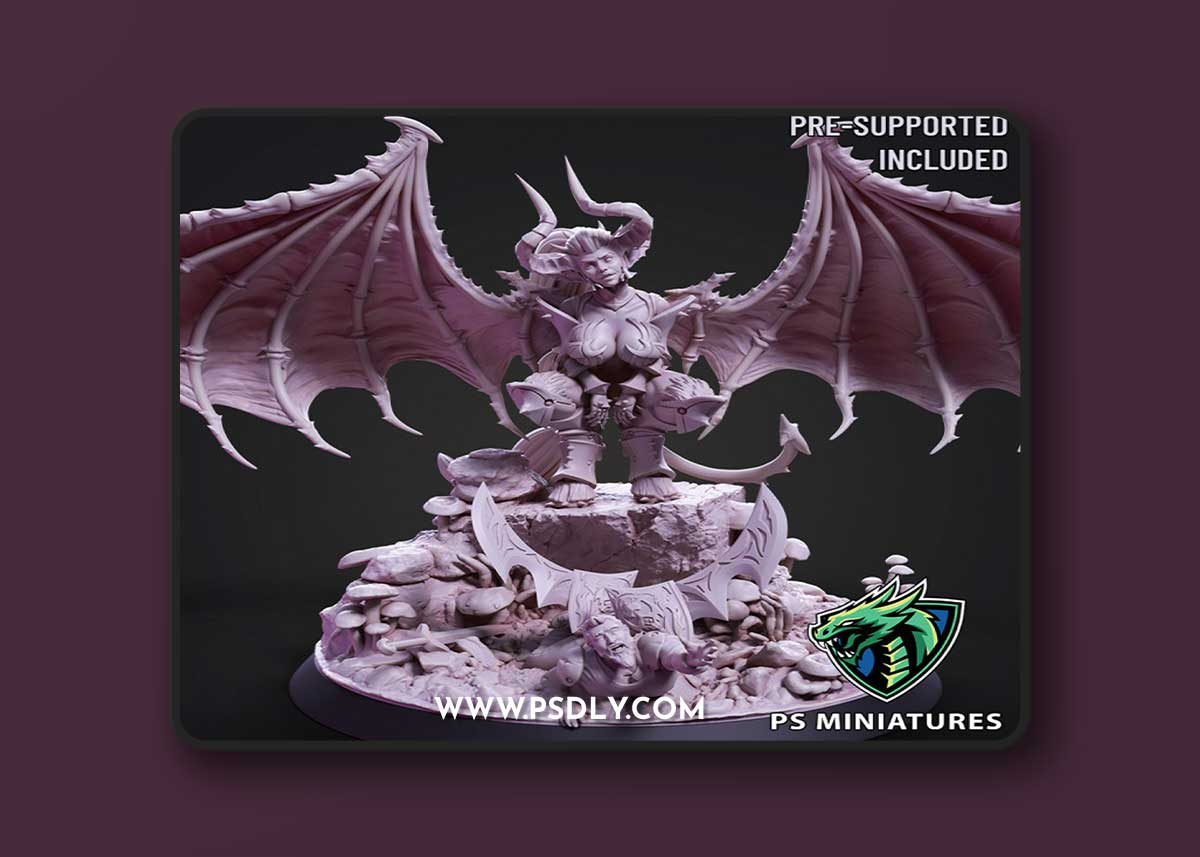 Drow Greater Demonic Valkyrie - Includes Pinup Variant 3D Print 1 Drow Greater Demonic Valkyrie - Includes Pinup Variant 3D Print