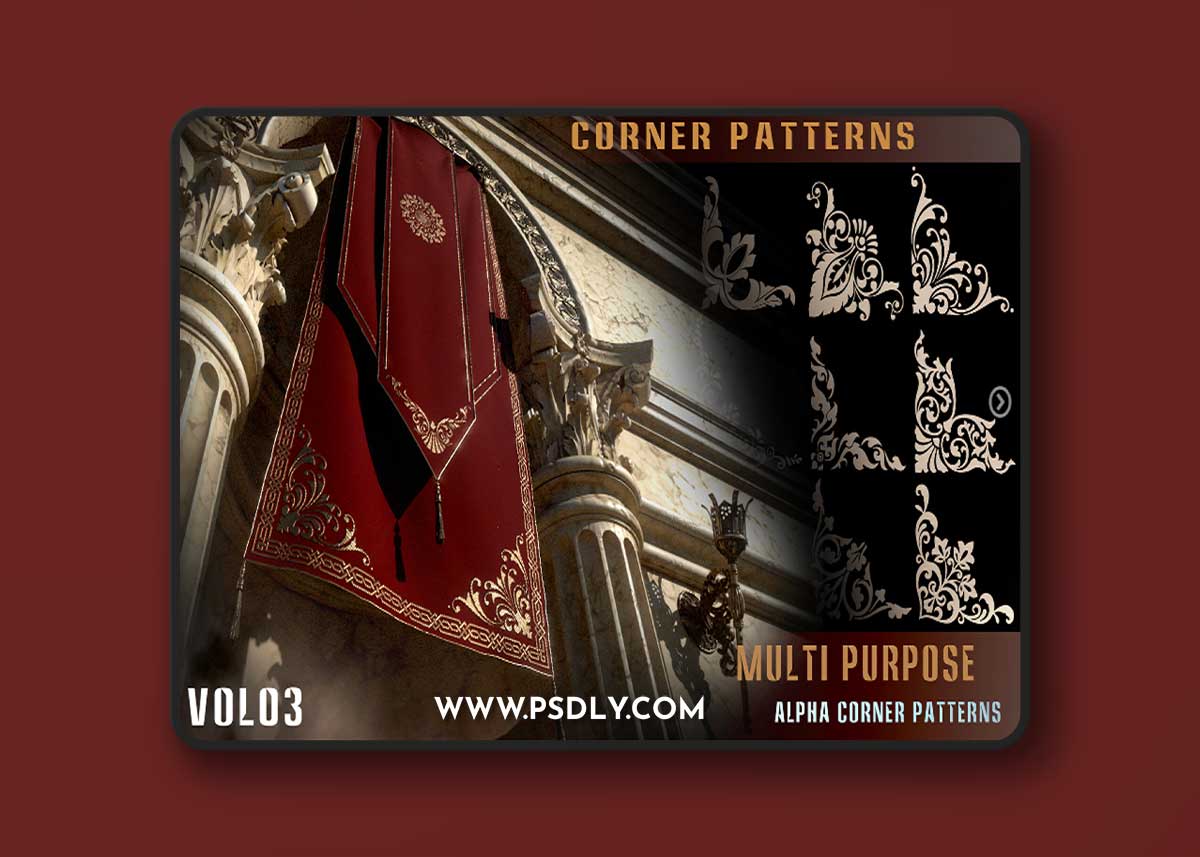 ArtStation – 240 ornamental & linear corner patterns alpha-Vol 03 1 ArtStation – 240 ornamental & linear corner patterns alpha-Vol 03