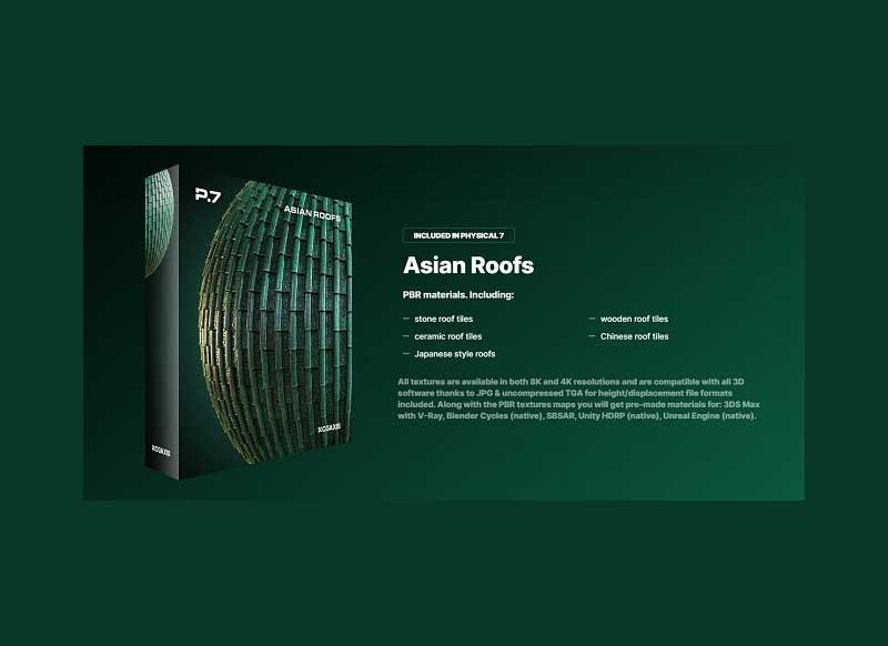CGAXIS – Physical 7 PBR Asian Roofs Collection 1 CGAXIS – Physical 7 PBR Asian Roofs Collection