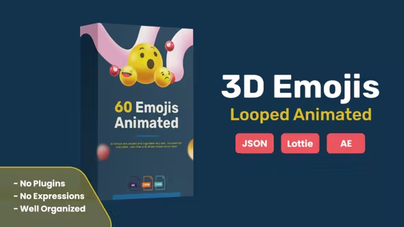 Videohive 3D Animated Emojis with Looping animations , Json and Lottie files included 41344451 1 Videohive 3D Animated Emojis with Looping animations , Json and Lottie files included 41344451