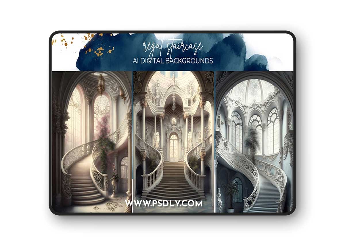 Finding North - Regal Staircase AI Digital Backgrounds for Photoshop 1 Finding North - Regal Staircase AI Digital Backgrounds for Photoshop