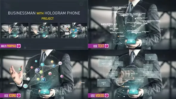 Videohive Businessman with Hologram Phone 21612818 1 Videohive Businessman with Hologram Phone 21612818