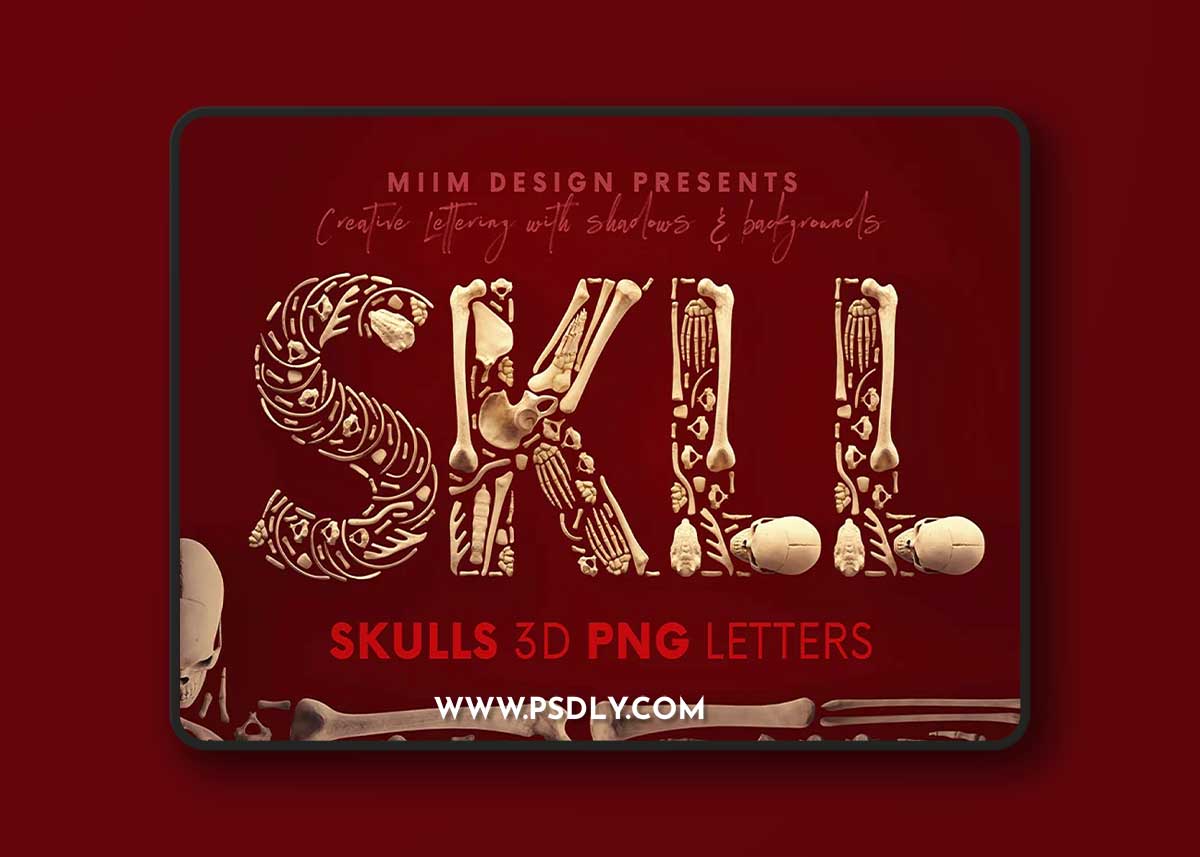 Creativemarket - Skulls & Bones - 3D Lettering 5770250 1 Creativemarket - Skulls & Bones - 3D Lettering 5770250