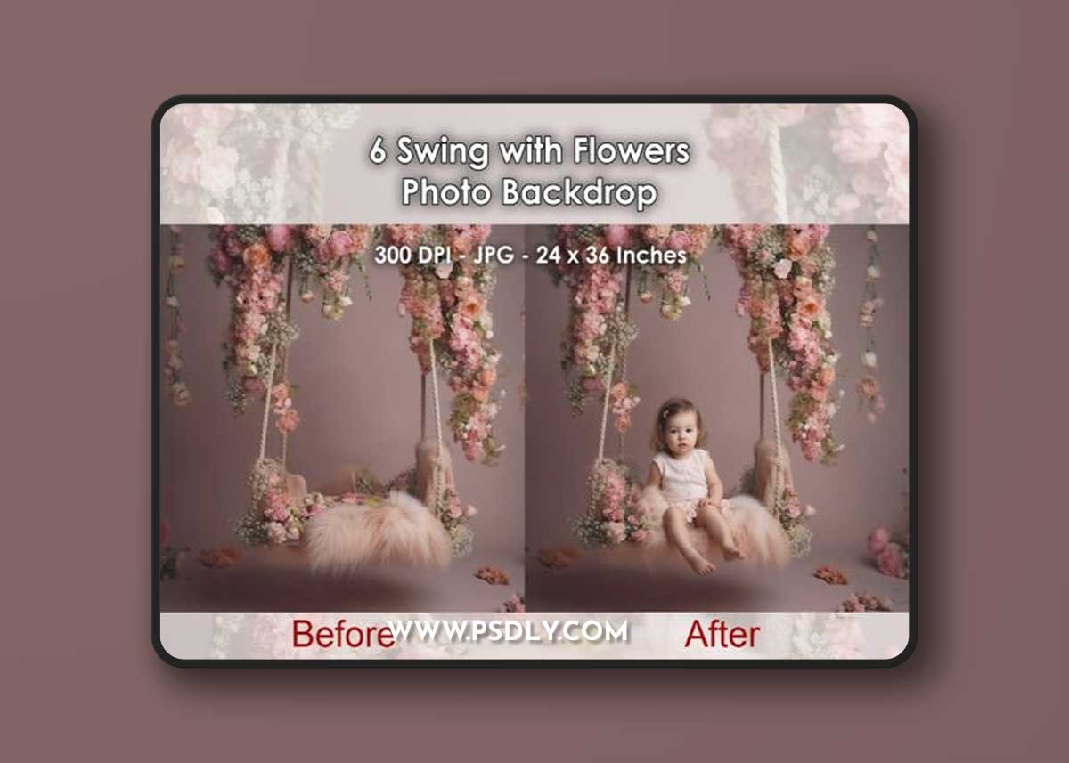 6 Swing with Flowers Photo Backdrops 1 6 Swing with Flowers Photo Backdrops