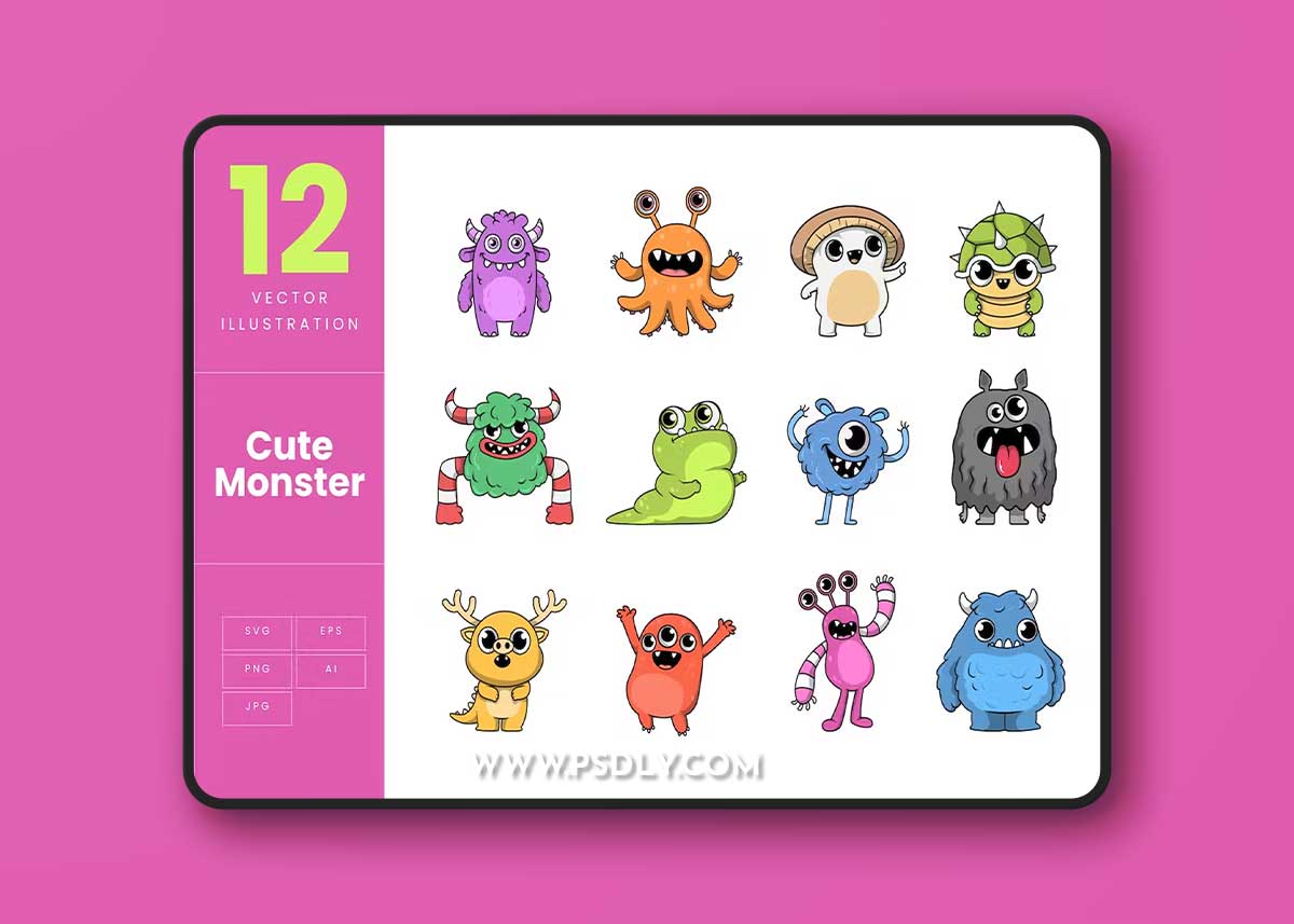 Cute Monster Illustration Set Collection GTVD832 1 Cute Monster Illustration Set Collection GTVD832