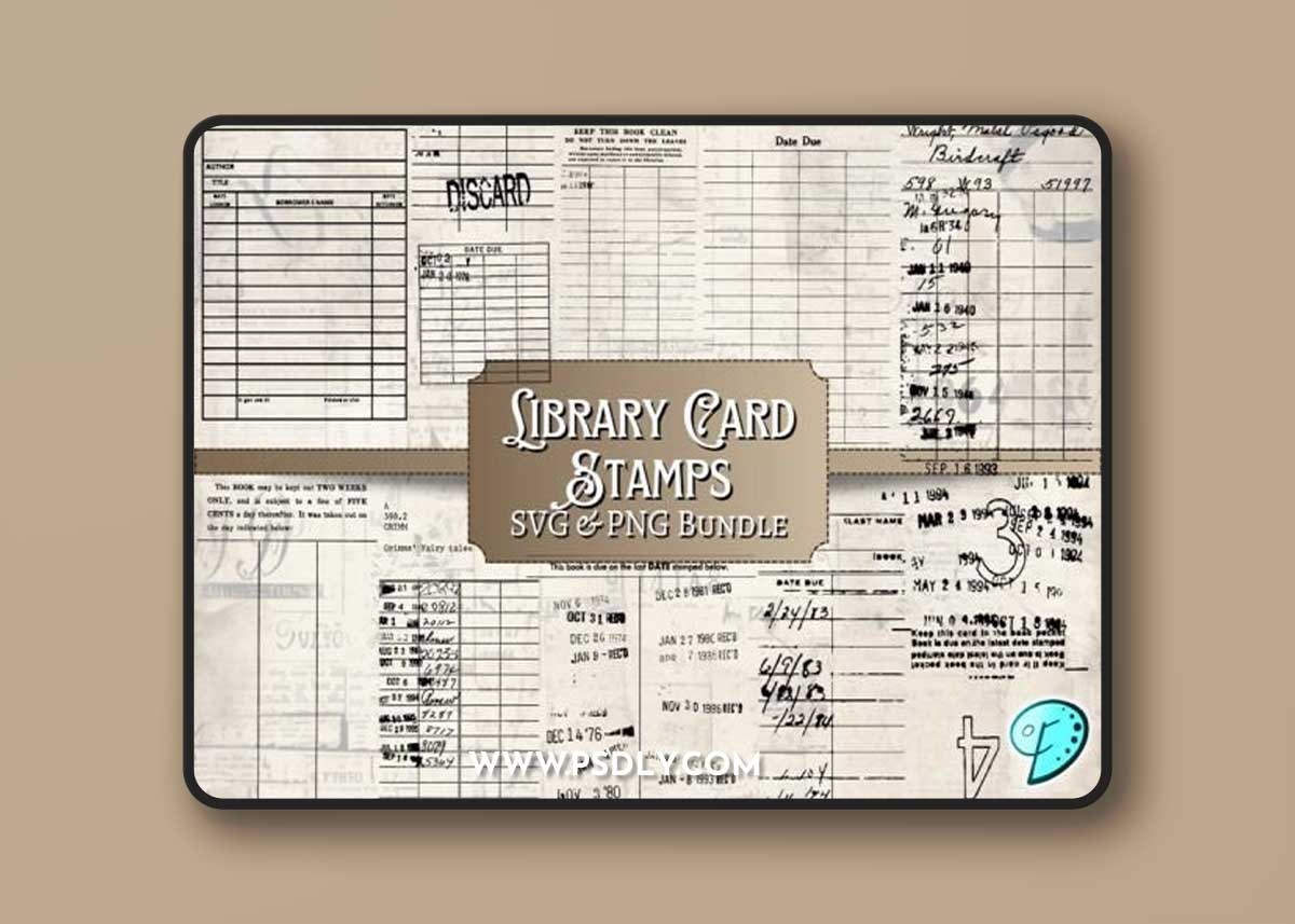Library Card Stamps SVG & PNG Bundle 1 Library Card Stamps SVG & PNG Bundle