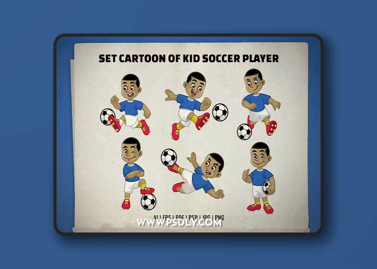 Set Cartoon of Kid Soccer Player 53W3M2V 1 Set Cartoon of Kid Soccer Player 53W3M2V