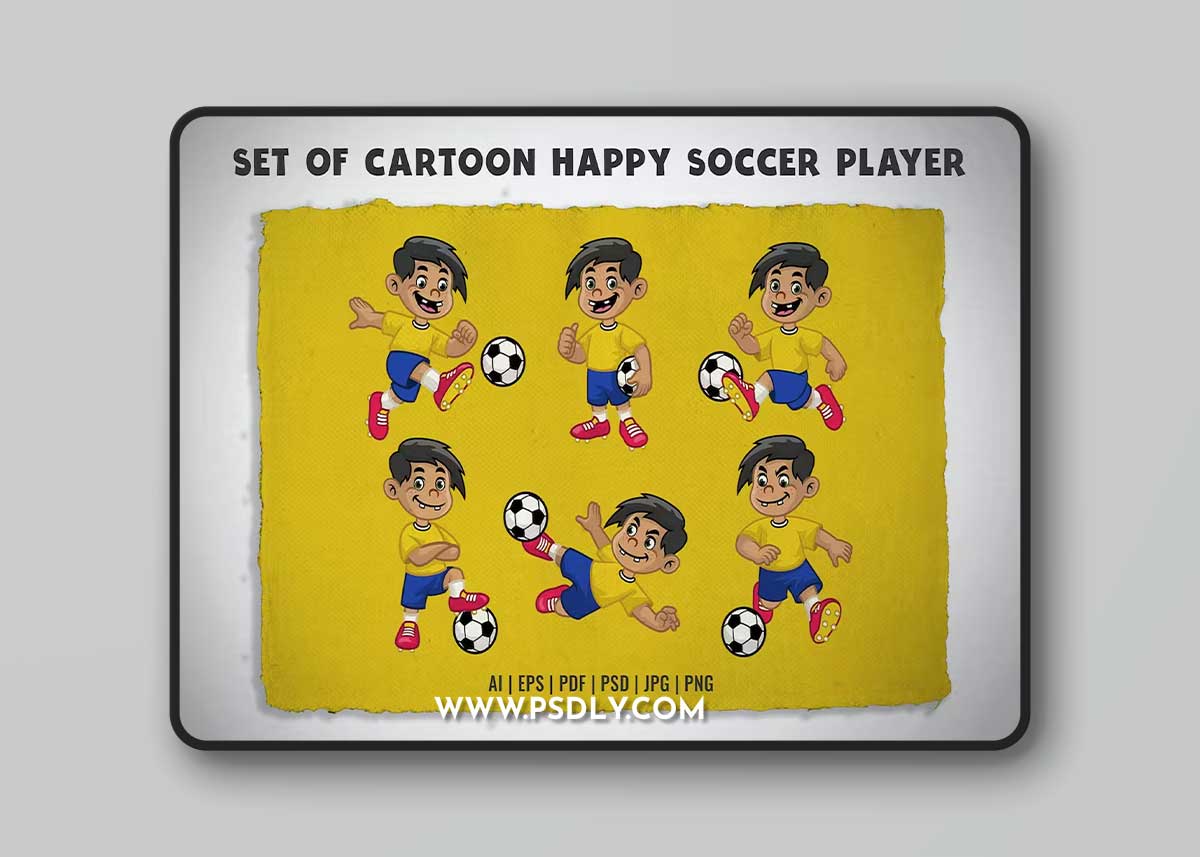 Set of Cartoon Happy Soccer Player APMQDWF 1 Set of Cartoon Happy Soccer Player APMQDWF