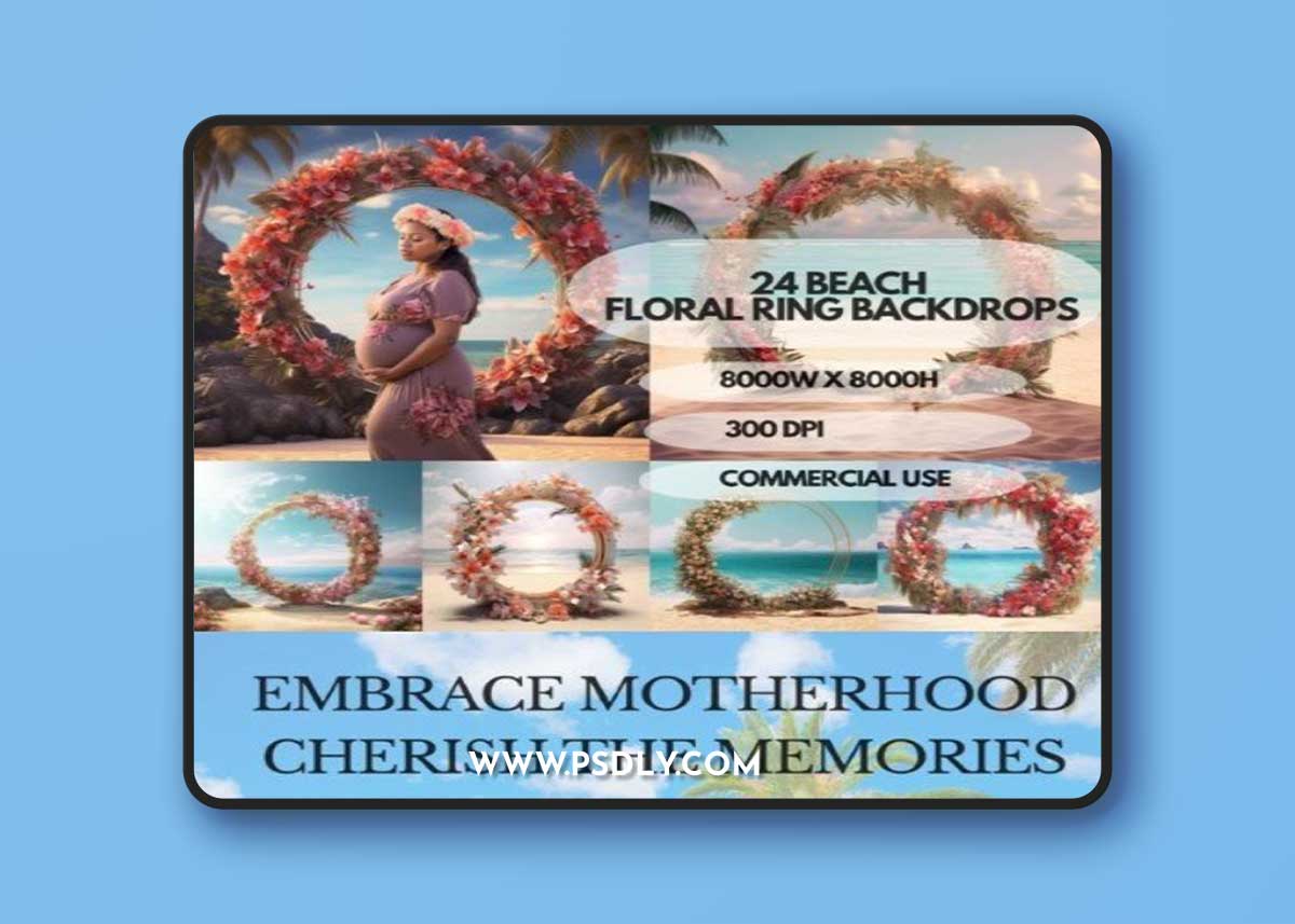Beach Floral Ring Maternity Backdrop 1 Beach Floral Ring Maternity Backdrop