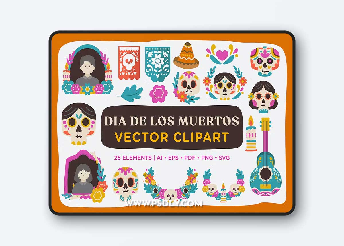 Dia de les Muertos Vector Clipart Pack EF2WFKF 1 Dia de les Muertos Vector Clipart Pack EF2WFKF