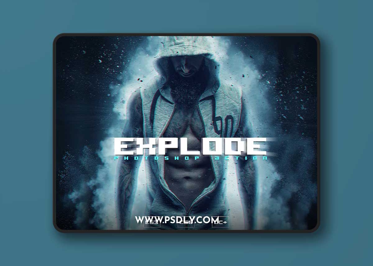 EXPLODE Photoshop Action + Glitch FX 2B4HR48 1 EXPLODE Photoshop Action + Glitch FX 2B4HR48