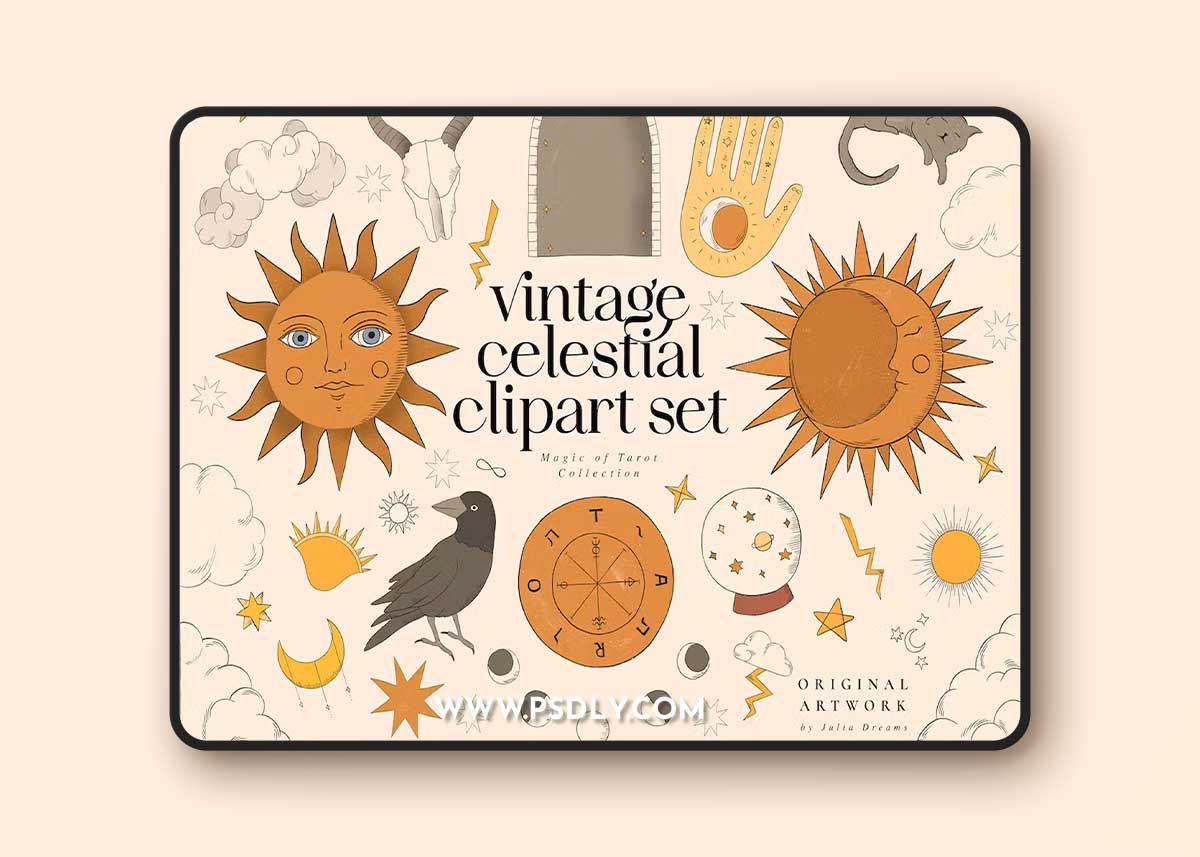 Vintage Celestial Retro Illustrations Tarot QMM8UDG 1 Vintage Celestial Retro Illustrations Tarot QMM8UDG