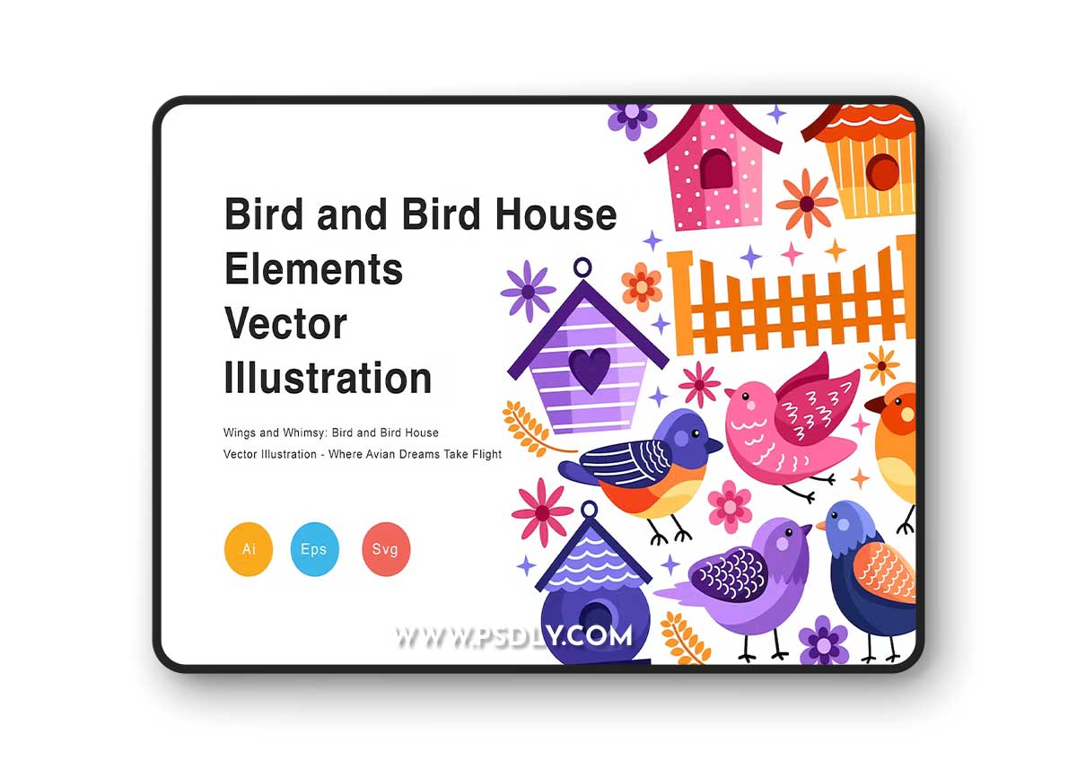 Bird and Bird House Vector Illustration W2A9U8F 1 Bird and Bird House Vector Illustration W2A9U8F