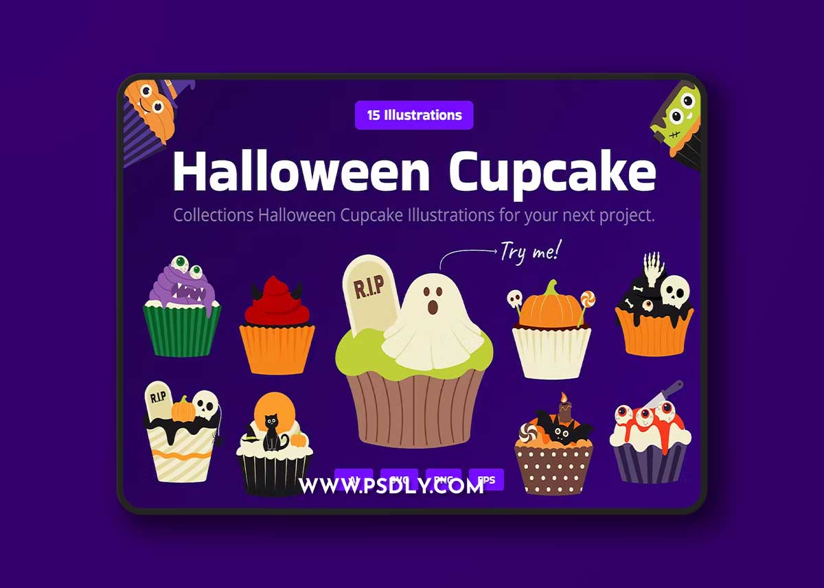 Halloween Cupcake Illustration 6V9W8BT 1 Halloween Cupcake Illustration 6V9W8BT